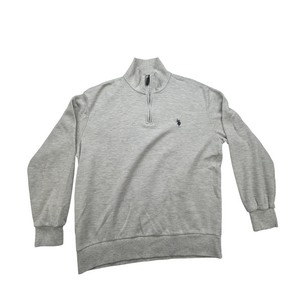 US Polo Assn Pullover Sweater Mens XL 1/4 Zip Mock Neck Logo Gray Classic Fit